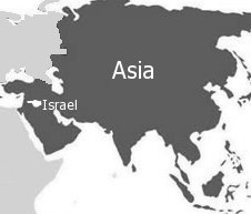 Image of Map of Asia showing Israel is in Asia. Copyright 2011 Colin Melbourne