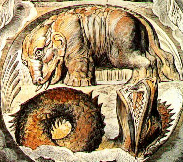 William Blake's depiction of Behemoth and Leviathan CC0