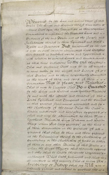 Image of Act of Parliament 1688 courtesy www.parliament.uk