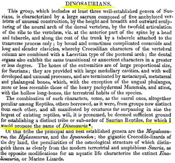 Image of the Richard Owen paper first proposing the name Dinosauria for Dinosaurs in 1841.