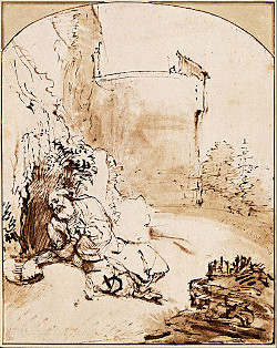 Image of Rembrandt drawing of Jonah at Nineveh CC0