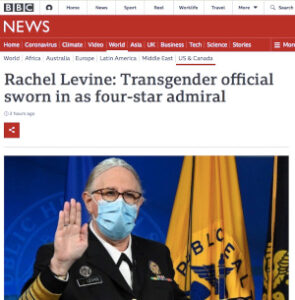 Image of a screenshot of the BBC announcing the Admiral Levine sideshow